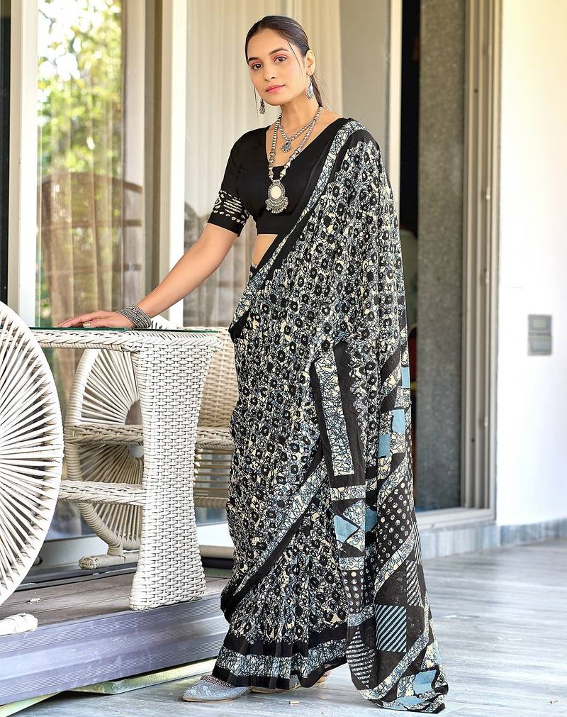 Pure mulmul cotton hand block print sarees