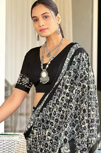 Pure mulmul cotton hand block print sarees