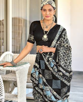 Pure mulmul cotton hand block print sarees 3