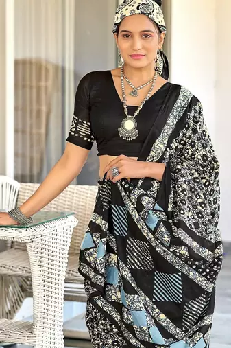 Pure mulmul cotton hand block print sarees