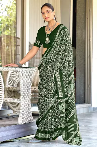 Pure mulmul cotton hand block print sarees