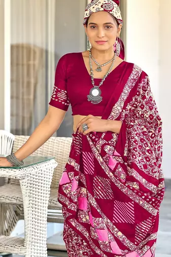 Pure mulmul cotton hand block print sarees