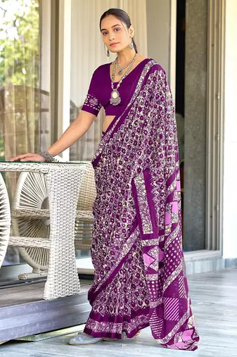 Pure mulmul cotton hand block print sarees