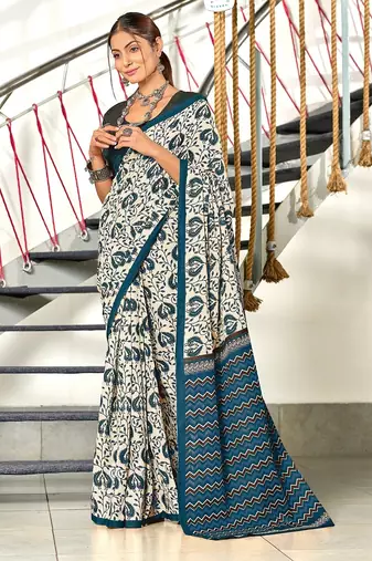 Pure mulmul cotton hand block print sarees