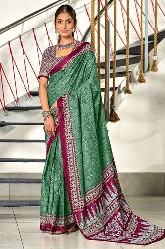 Bandhani hand block print mulmul cotton sarees