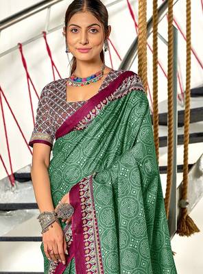Bandhani hand block print mulmul cotton sarees 2