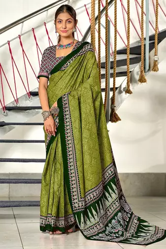 Bandhani hand block print mulmul cotton sarees