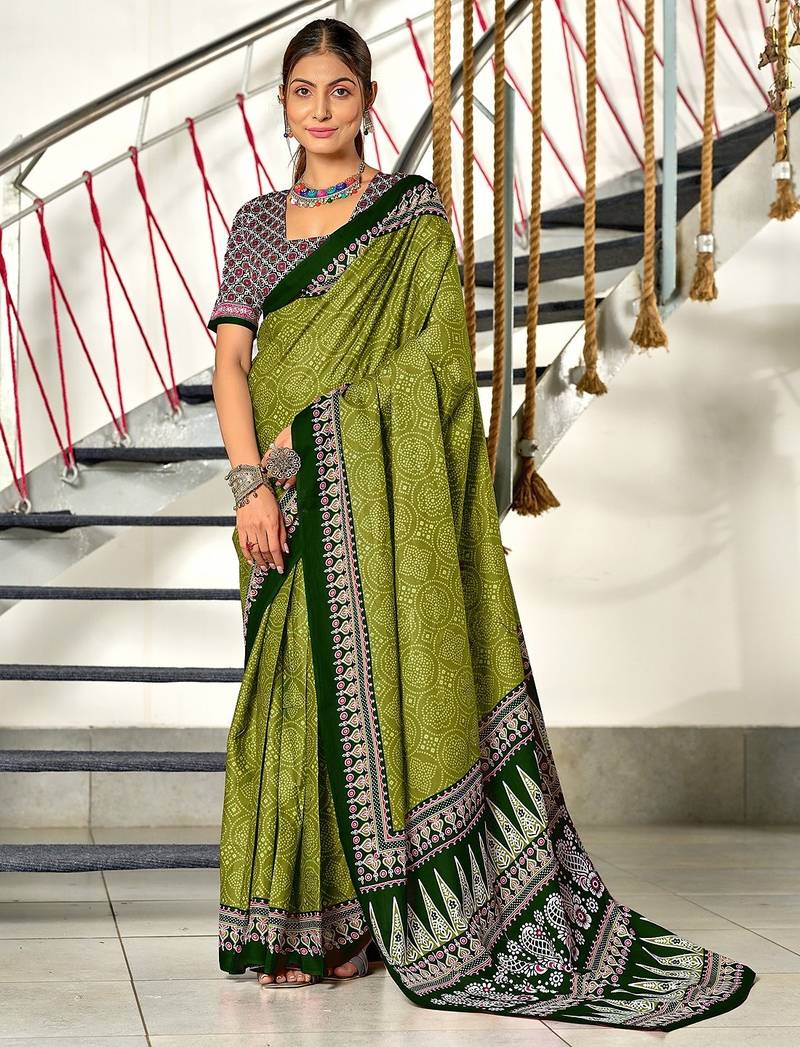 Bandhani hand block print mulmul cotton sarees