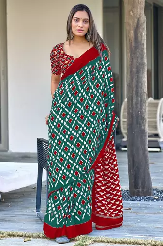 Pure mulmul cotton hand block print sarees