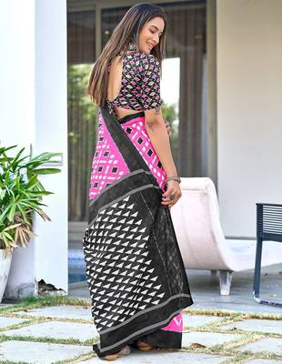 Pure mulmul cotton hand block print sarees 4