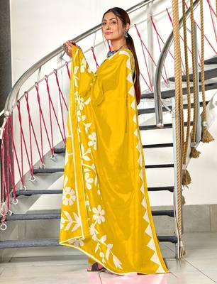 Hand block printed cotton mul saree with blouse 3