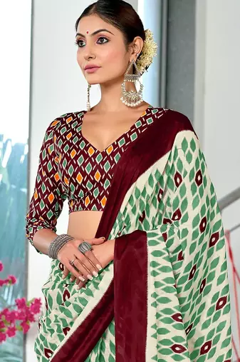Hand block print mulmul cotton sarees