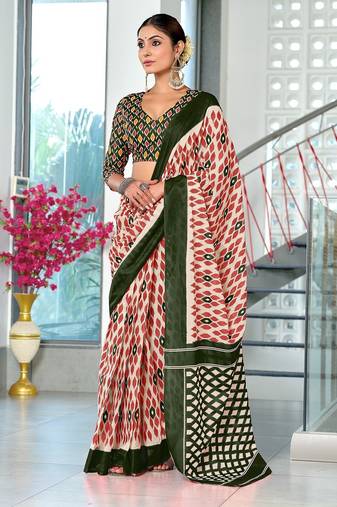 Hand block print mulmul cotton sarees