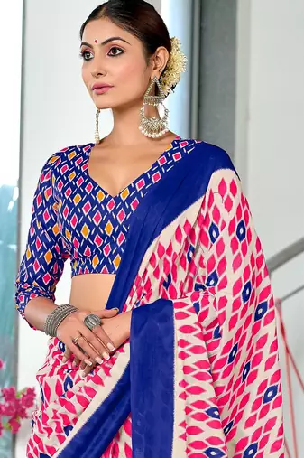 Hand block print mulmul cotton sarees