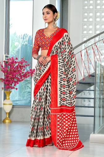 Hand block print mulmul cotton sarees