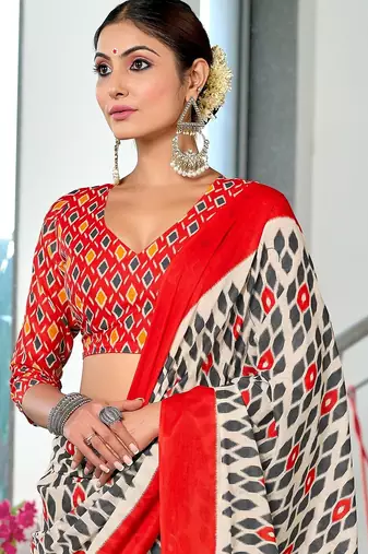 Hand block print mulmul cotton sarees