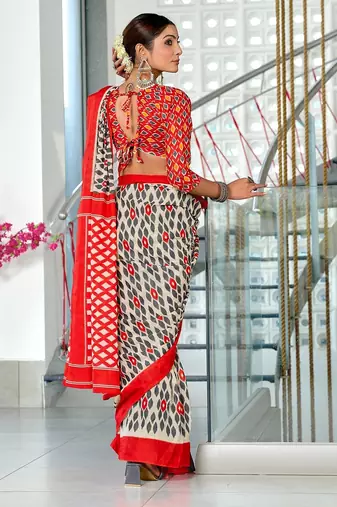Hand block print mulmul cotton sarees