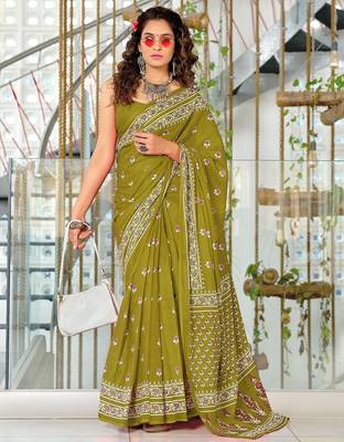 Hand block print mulmul cotton sarees 1