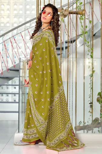 Hand block print mulmul cotton sarees