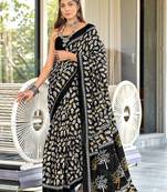 Hand block print mulmul cotton sarees