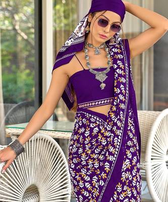 Hand block print mulmul cotton sarees 3