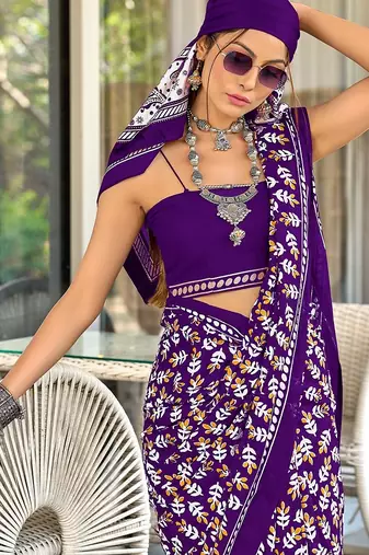 Hand block print mulmul cotton sarees