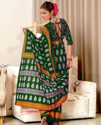 Hand block print mulmul cotton sarees 4
