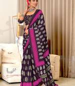 Hand block print mulmul cotton sarees