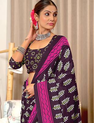 Hand block print mulmul cotton sarees 2