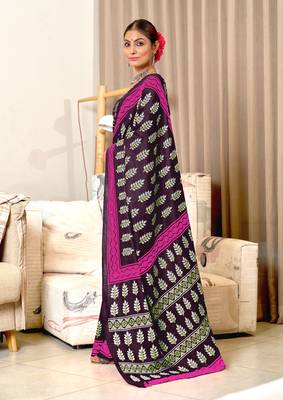 Hand block print mulmul cotton sarees 4