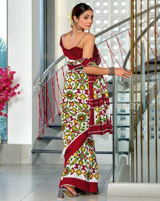 Hand block print mulmul cotton sarees 4