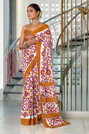 Hand block print mulmul cotton sarees