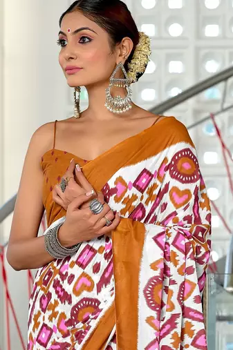 Hand block print mulmul cotton sarees