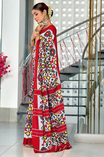 Hand block print mulmul cotton sarees