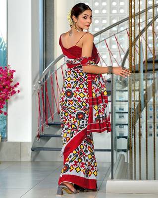 Hand block print mulmul cotton sarees 4
