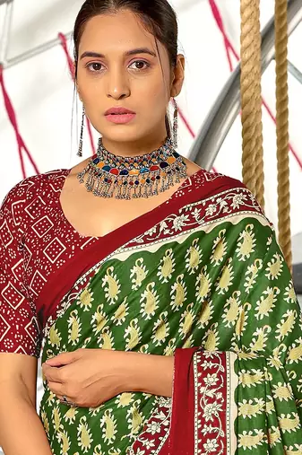 Hand block print mulmul cotton sarees