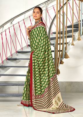Hand block print mulmul cotton sarees 3
