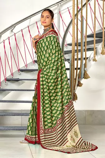 Hand block print mulmul cotton sarees
