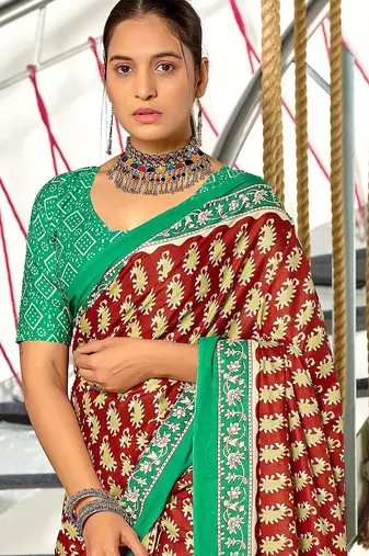 Hand block print mulmul cotton sarees