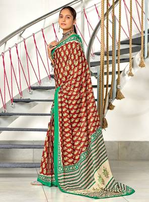 Hand block print mulmul cotton sarees 3