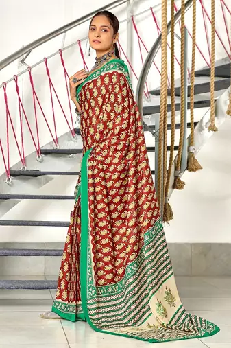 Hand block print mulmul cotton sarees