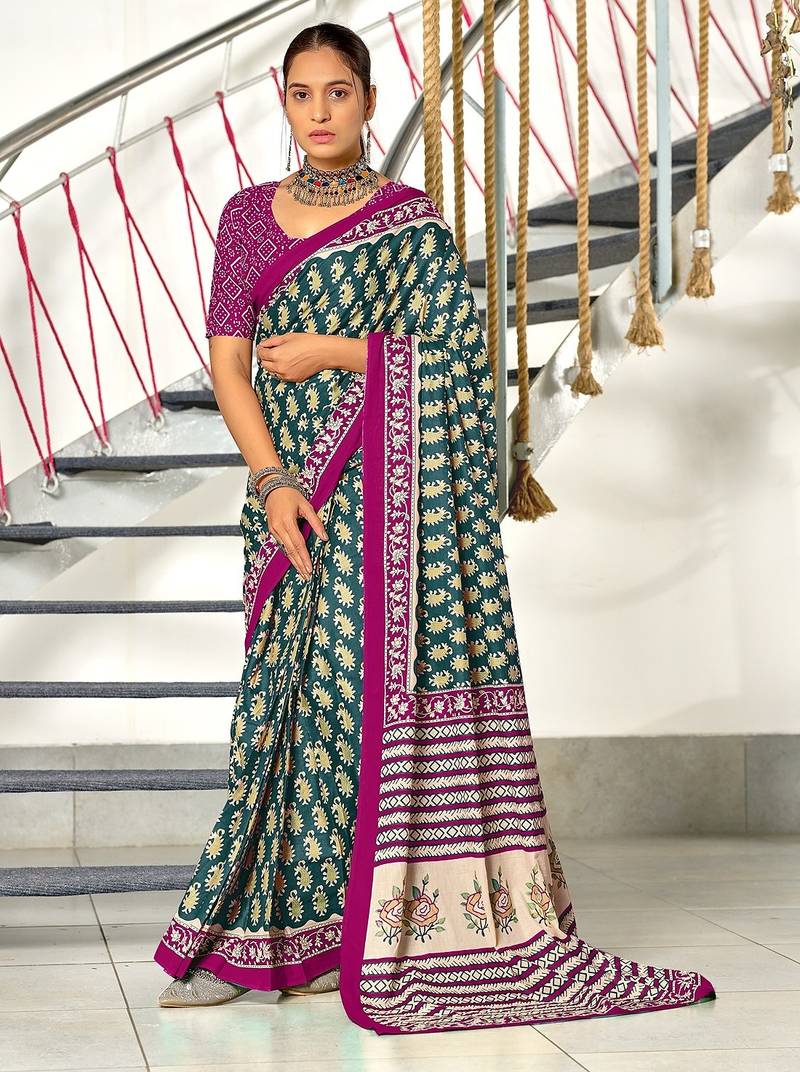 Hand block print mulmul cotton sarees