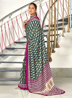 Hand block print mulmul cotton sarees 3