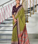 Hand block print mulmul cotton sarees