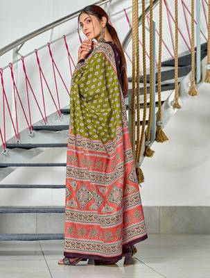 Hand block print mulmul cotton sarees 4