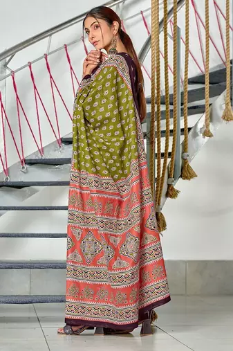 Hand block print mulmul cotton sarees