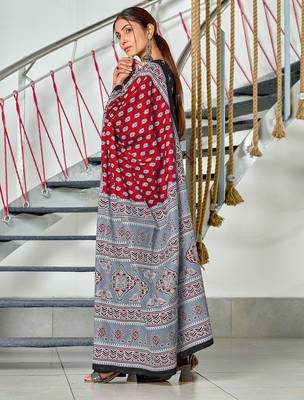 Hand block print mulmul cotton sarees 4