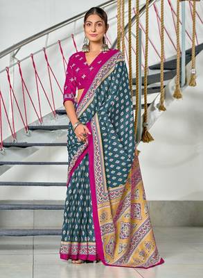 Hand block print mulmul cotton sarees 1