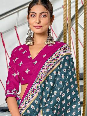 Hand block print mulmul cotton sarees 2