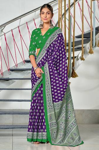 Hand block print mulmul cotton sarees